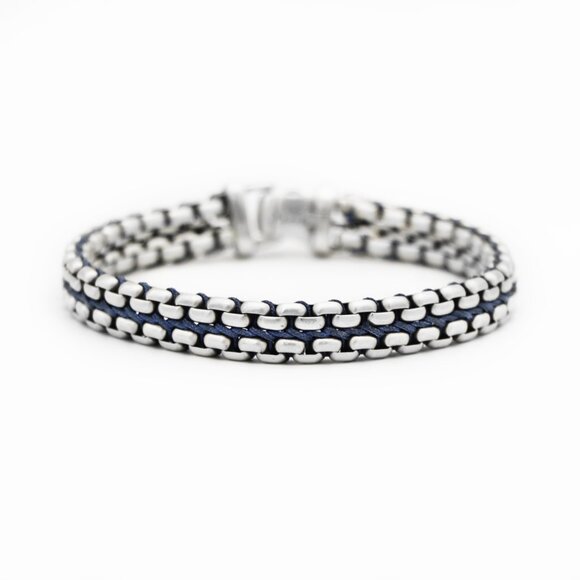 David Yurman 925 Silver Blue Woven Box Chain Bracelet - Picture 5 of 5